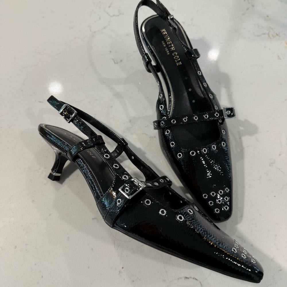 Kenneth Cole Black Patent Leather Studded Heels